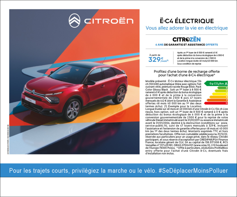Citroën Ë-C4 100% électrique en décembre chez Midi Auto Brest